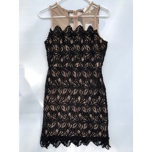 NWT M JOA Black Lace Dress With Nude Lining